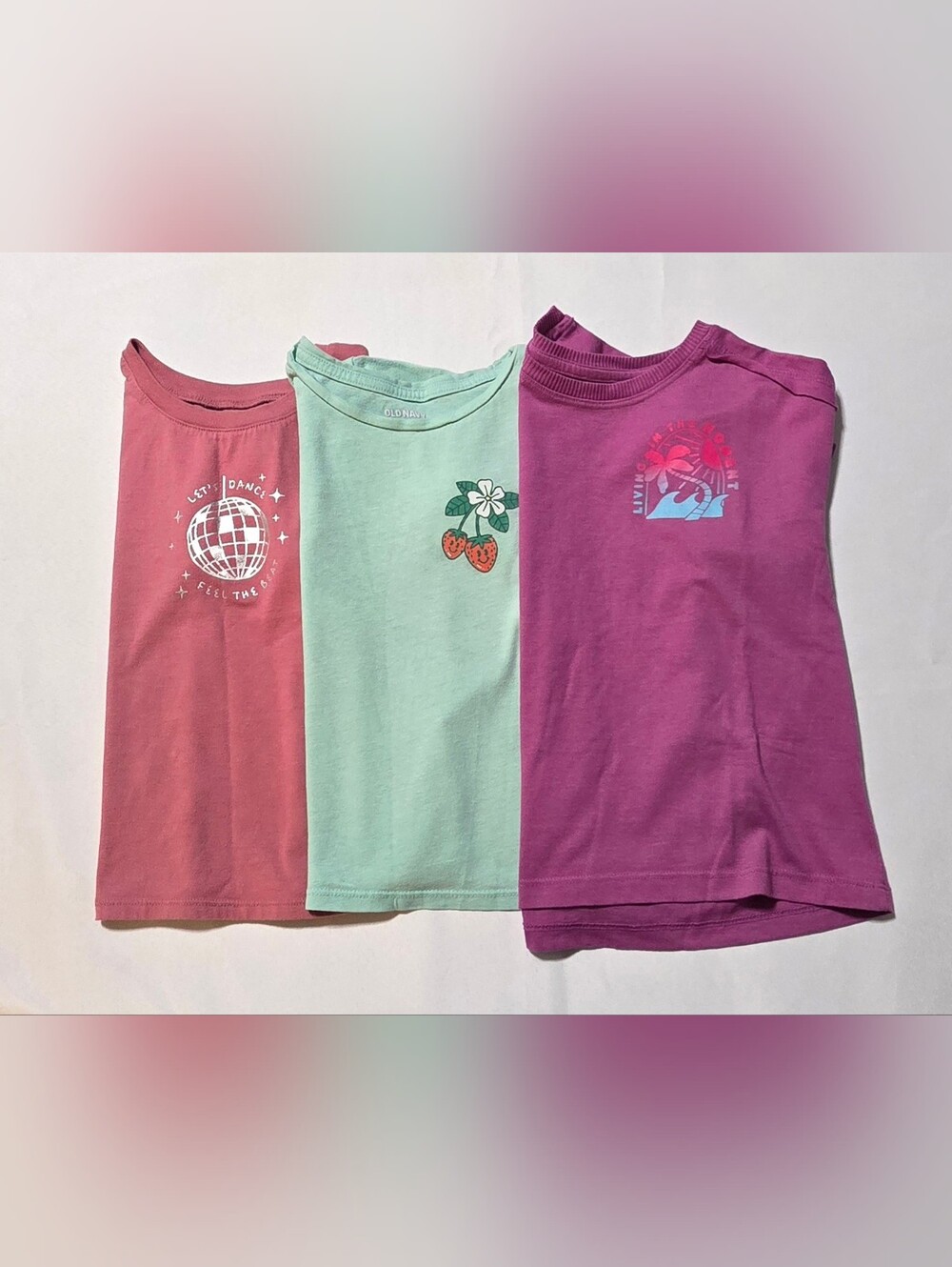 Girls Graphic Tees Bundle Lot of 3 Old Navy Disco Strawberry Size M 8 Casual